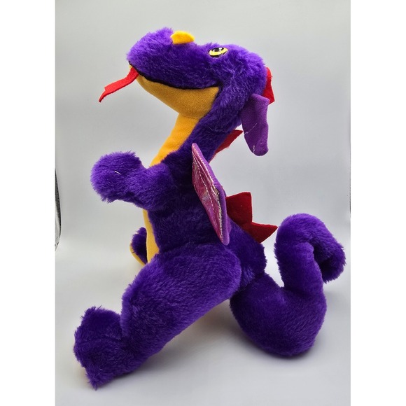 Vintage Acme 1993 Purple Dragon Plush Iridescent Wings Stuffed Animal Toy Retro - Picture 2 of 8